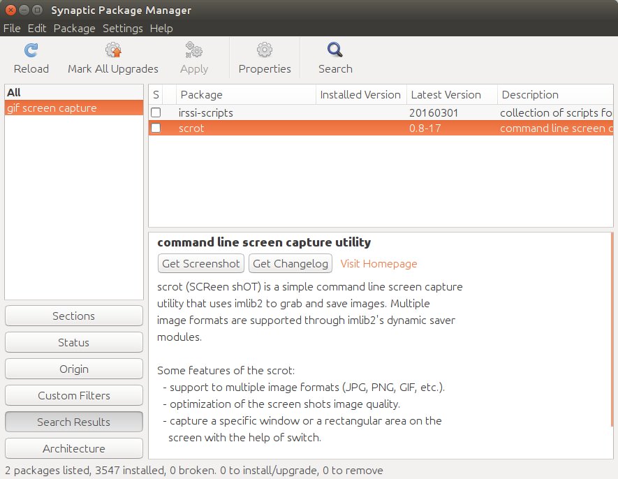 Scrot In Synaptic Package Manager